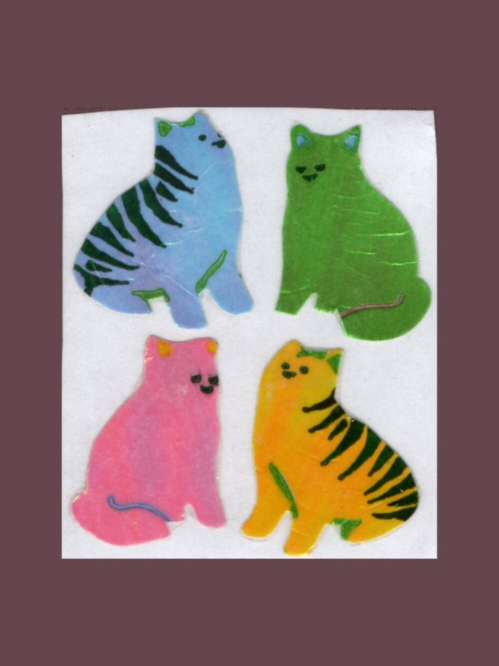 Great 7 Pearly Cats Vintage Stickers (Like Sandylion) New Backing
